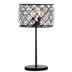 23" Antiqued Bronze Geometric Table Lamp With Drum Shade