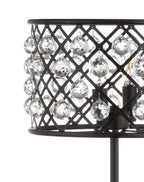 23" Antiqued Bronze Geometric Table Lamp With Drum Shade