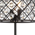 23" Antiqued Bronze Geometric Table Lamp With Drum Shade