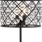 23" Antiqued Bronze Geometric Table Lamp With Drum Shade