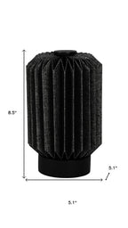 9" Black Geometric Bedside Lamp With Cylinder Shade