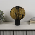 11" Black Geometric Table Lamp With Globe Shade