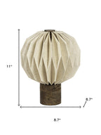 11" Natural Geometric Bedside Lamp With Globe Shade