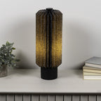 16" Black Geometric Table Lamp With Cylinder Shade