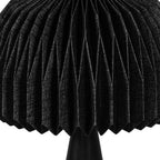16" Black Ribbed Geometric Bedside Lamp With Dome Shade