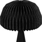 16" Black Ribbed Geometric Bedside Lamp With Dome Shade