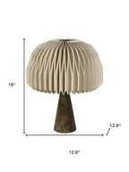 16" Natural Geometric Table Lamp With Dome Shade
