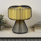 13" Clear Geometric Table Lamp With Cylinder Shade