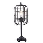 20" Black Geometric Novelty Table Lamp With Drum Shade