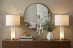Set of Two 26" Gold Lighthouse Table Lamps With Drum Shades