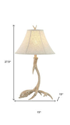 28" Beige Antlers Table Lamp With Bell Shade