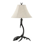 28" Black Antlers Table Lamp With Bell Shade