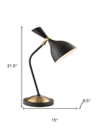 22" Black Table Lamp With Bell Shade