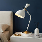 22" White Table Lamp With Bell Shade