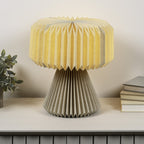 13" Natural Geometric Bedside Lamp With Cylinder Shade