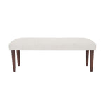 47" Cream and Brown Boucle and Solid Wood Upholstered Bench