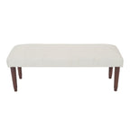 47" Cream and Brown Boucle and Solid Wood Upholstered Bench