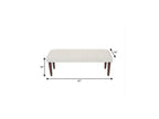47" Cream and Brown Boucle and Solid Wood Upholstered Bench