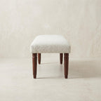 47" Cream and Brown Boucle and Solid Wood Upholstered Bench