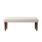 47" Cream and Brown Boucle and Solid Wood Upholstered Bench