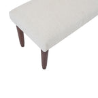 47" Cream and Brown Boucle and Solid Wood Upholstered Bench