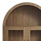 67" Brown Wood Oval Accent Cabinet With Two Doors