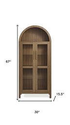 67" Brown Wood Oval Accent Cabinet With Two Doors