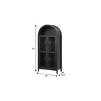 30" Black Wood Oval Accent Cabinet With Two Doors