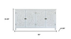 60" White Wood Carved Floral Sideboard With Four Doors