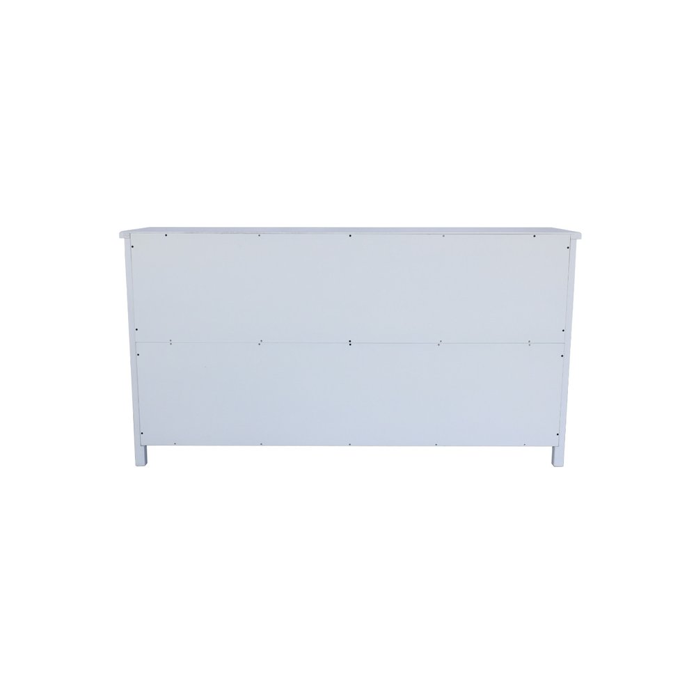 60" White Wood Carved Floral Sideboard With Four Doors