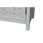 60" White Wood Carved Floral Sideboard With Four Doors