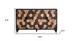 60" Brown Wood Carved Geometric Sideboard With Four Doors