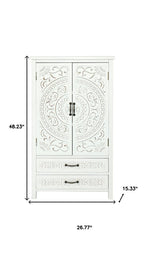 27" White Wood Accent Cabinet With Two Doors And Two Drawers