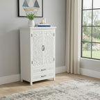 27" White Wood Accent Cabinet With Two Doors And Two Drawers