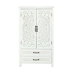 27" White Wood Accent Cabinet With Two Doors And Two Drawers