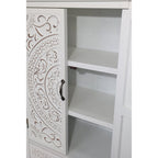 27" White Wood Accent Cabinet With Two Doors And Two Drawers