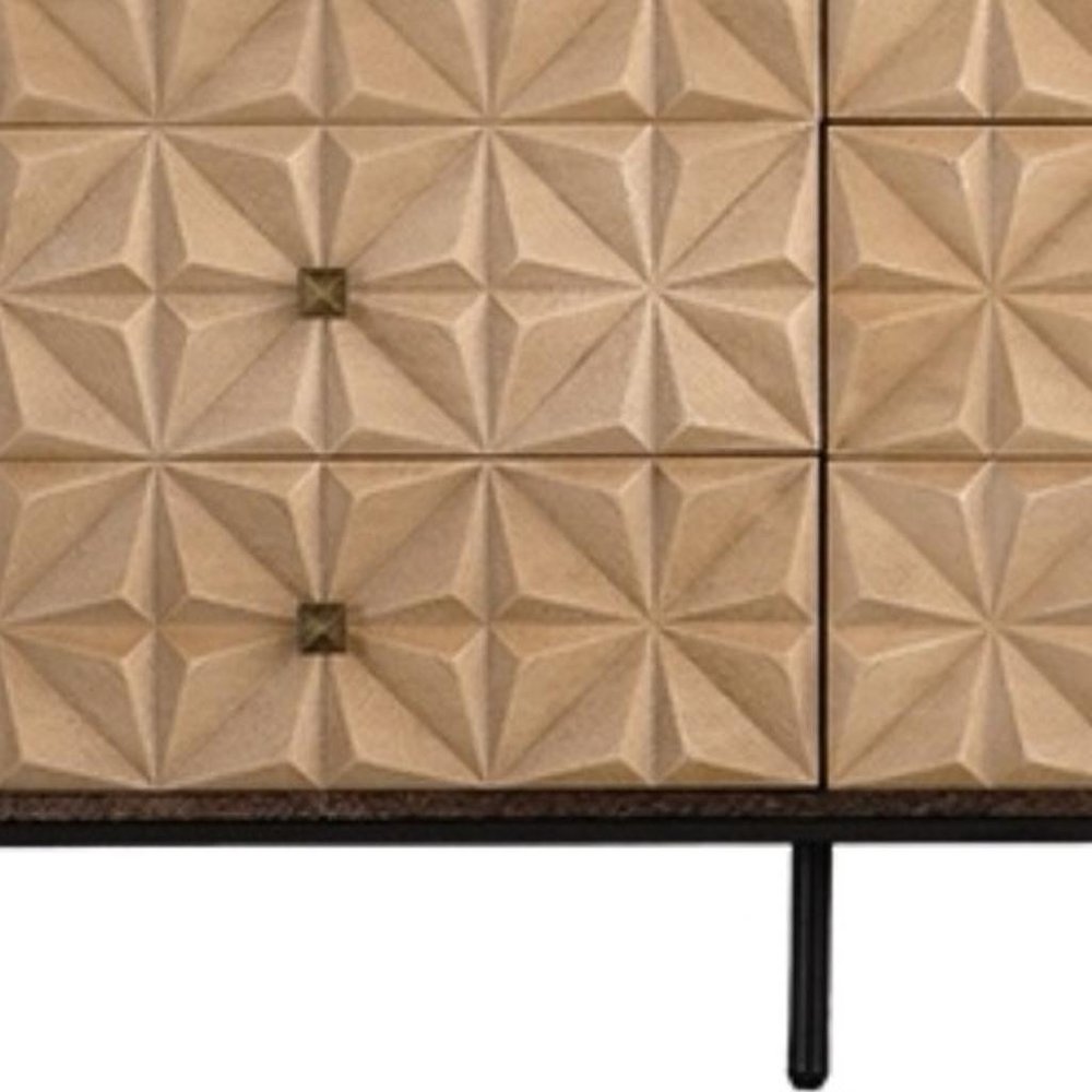 48" Gold Wood Six Drawer Sideboard
