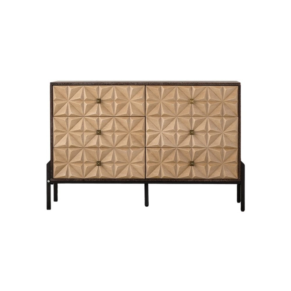 48" Gold Wood Six Drawer Sideboard