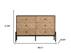 48" Gold Wood Six Drawer Sideboard