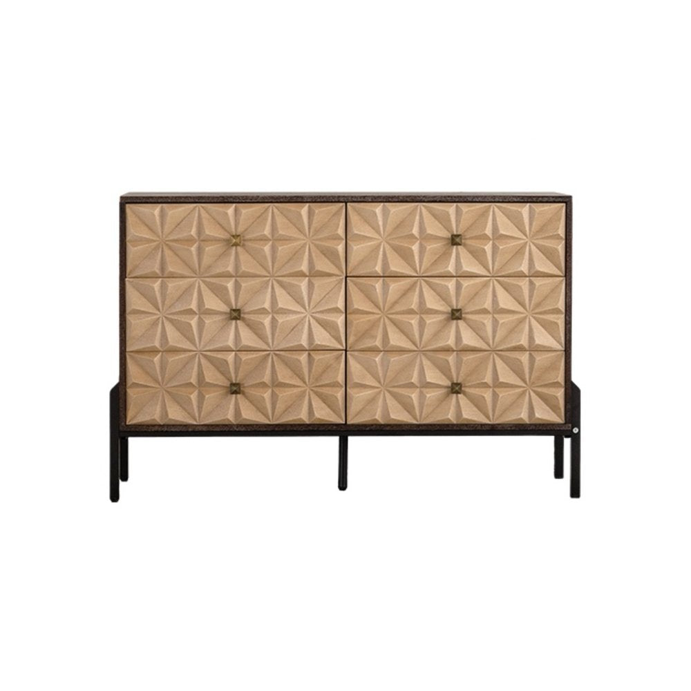 48" Gold Wood Six Drawer Sideboard