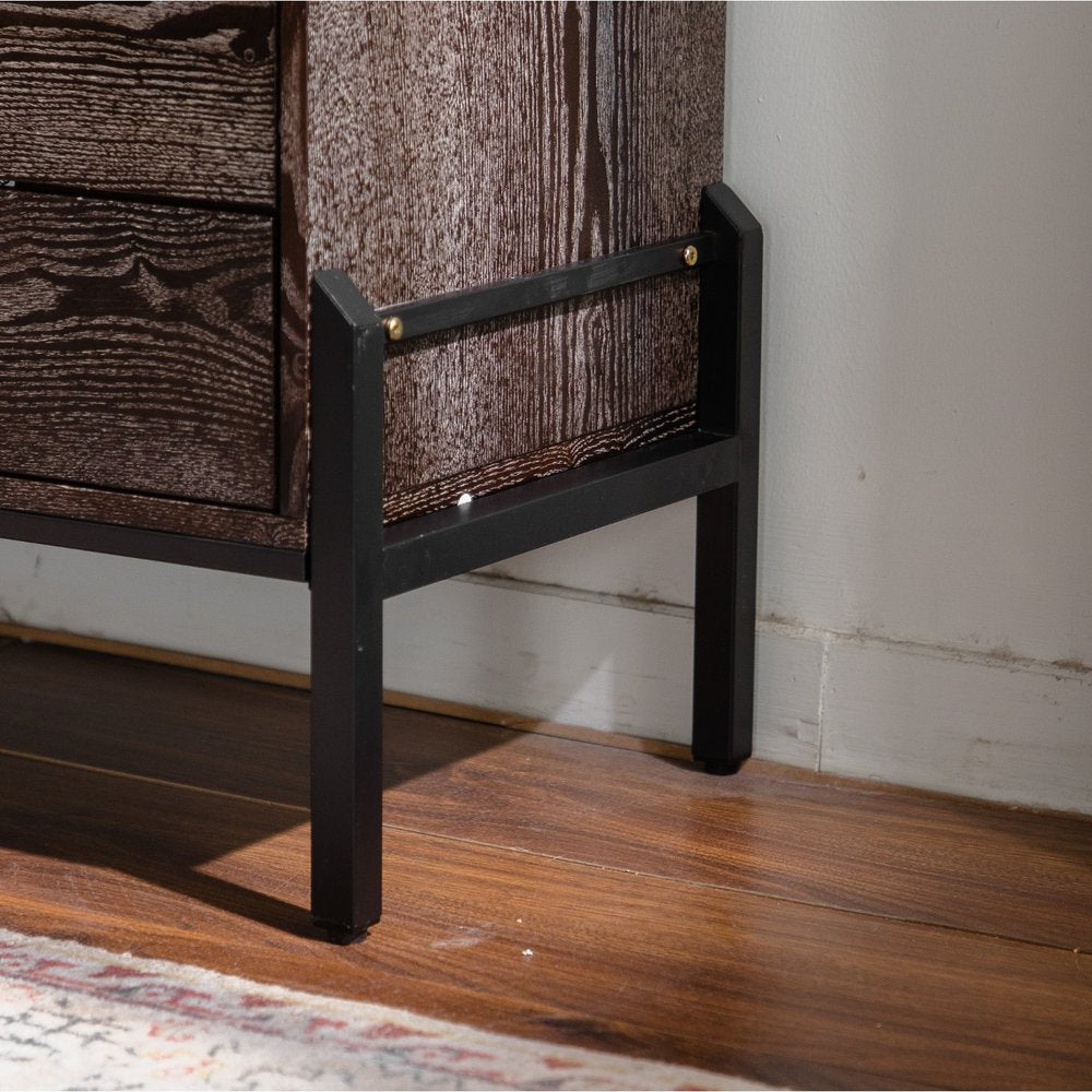 48" Gold Wood Six Drawer Sideboard