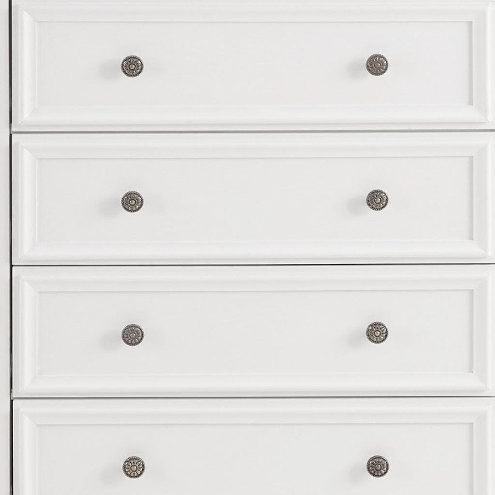 32" White Wood Five Drawer Dresser