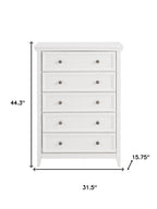 32" White Wood Five Drawer Dresser