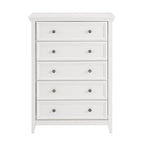 32" White Wood Five Drawer Dresser