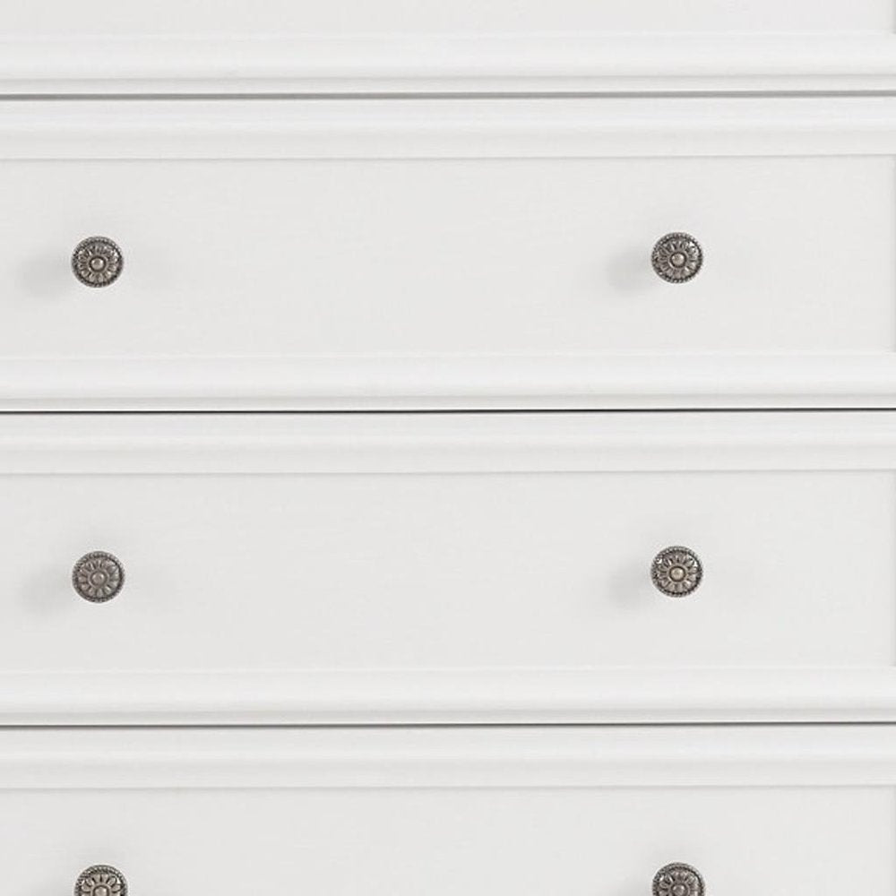 32" White Wood Five Drawer Dresser