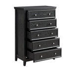 32" Black Wood Five Drawer Dresser