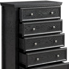 32" Black Wood Five Drawer Dresser