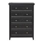 32" Black Wood Five Drawer Dresser