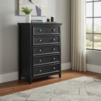 32" Black Wood Five Drawer Dresser