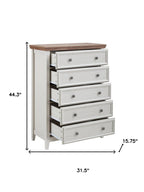 32" Beige And Brown Wood Five Drawer Dresser